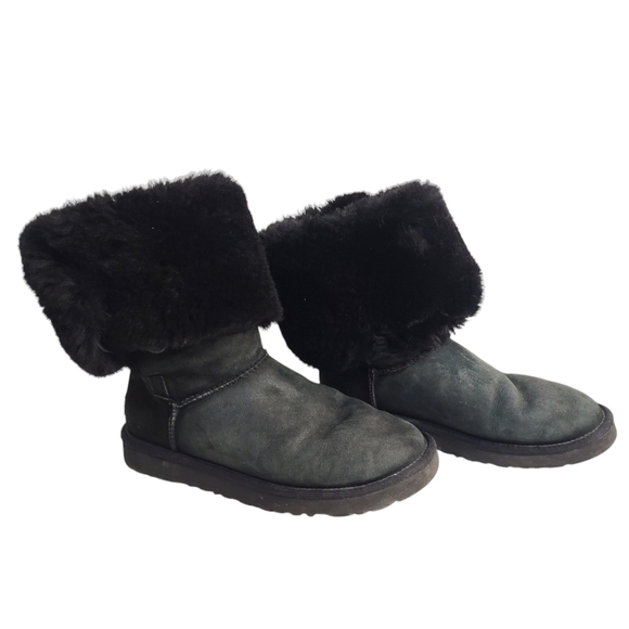UGG Bailey Button Triplet Winter Boots Women's Black Suede Sheepskin Size 7 - Picture 4 of 12